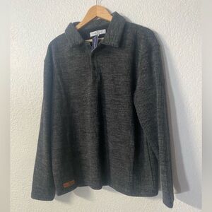Simply Southern Men’s Preppy Charcoal Ribbed Knit polo long sleeve Sweater L